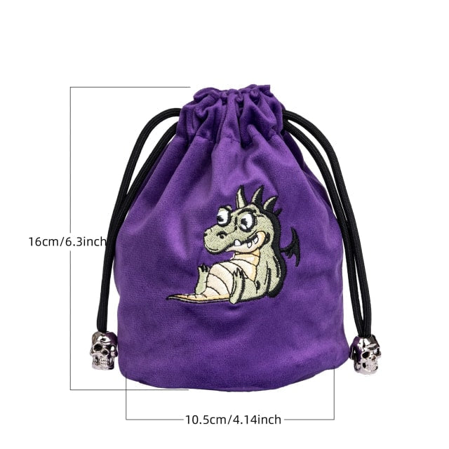 Dracopup | Flannel Drawstring Dice Bag | Purple