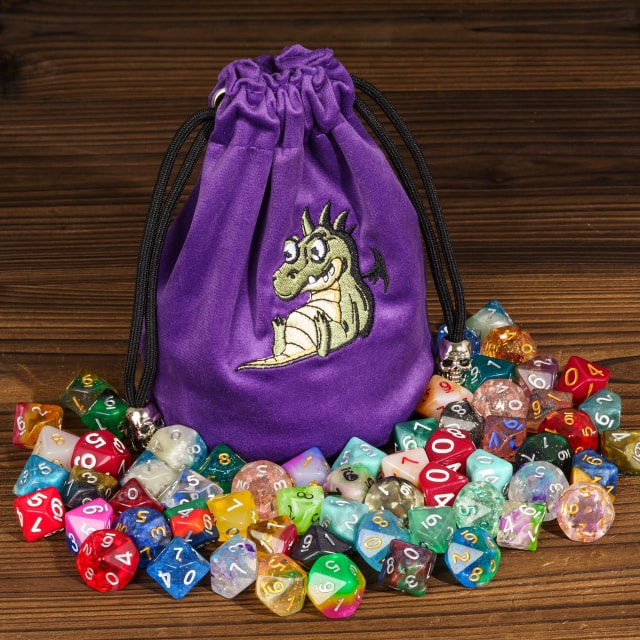Dracopup | Flannel Drawstring Dice Bag | Purple