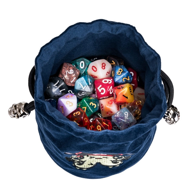 Plunderpus | Flannel Drawstring Dice Bag | Blue