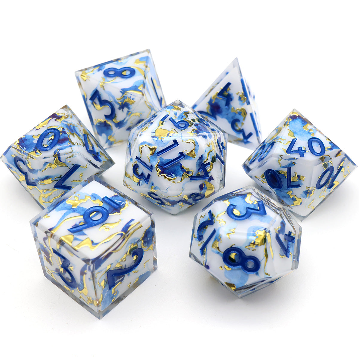 Divine Marble | Art Core Dice | 7 Piece Set